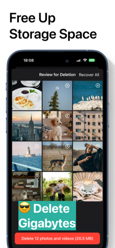 Tidify screenshot: review-for-deletion grid, delete gigabytes at once
